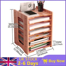 Bamboo Wooden Organiser Desk Table Office Files Organizer Storage Box UK STOCK
