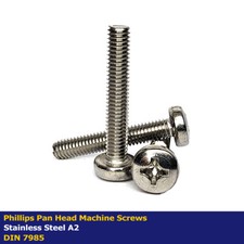 M5 x 55mm PHILLIPS PAN HEAD MACHINE SCREWS STAINLESS STEEL A2 - DIN 7985
