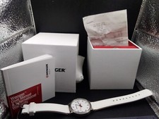 Swiss Made Wenger Wristwatch Mens White With Rubber ? Strap In Box With Receipt