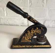 Vintage Cast Iron Embosser Hand Stamp Embossing Tool.