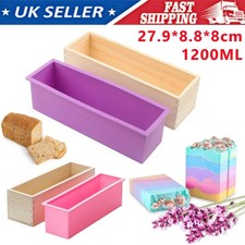 Wooden Box+Silicone Mold Rectangle Handmade Soap Mould for Loaf DIY Craft Making