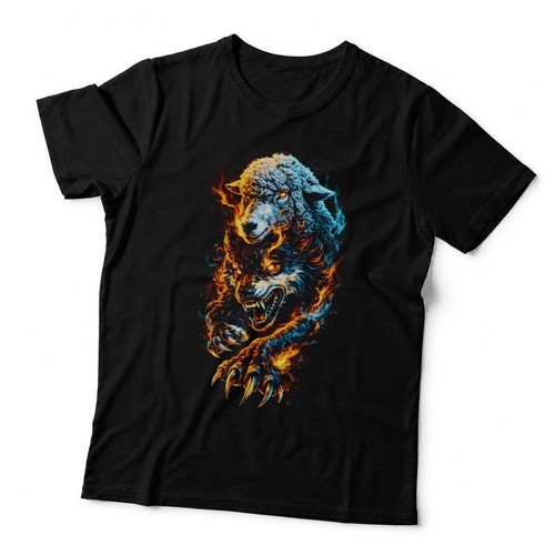 Goat shirt halftone fire - t-shirt,,