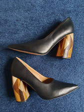 ASOS WHITE Black Premium Leather High Stylish, Unusual & Unique Shoes Size 7 BNB