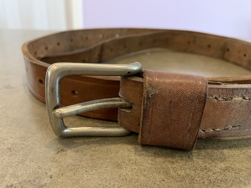 Vtg military leather belt - military,