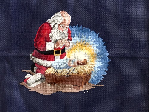 Kneeling santa petit point - santa,