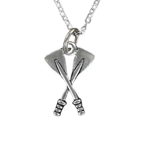 Crossed oars necklace pewter - oars,
