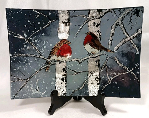 Hand painted glass - glass, dish