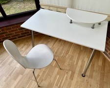 3 Piece Office Set - Modern White IKEA Galant Desk + Monitor Stand + Chair (VGC)