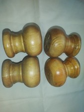 Vintage 4 Turned Wood Furniture Replacement Bun Feet 80 mm