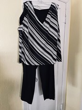 Dana Kay Black/White Career Evening 2 PC Pant Suit Plus Size 30 (4X ) Sleeveless