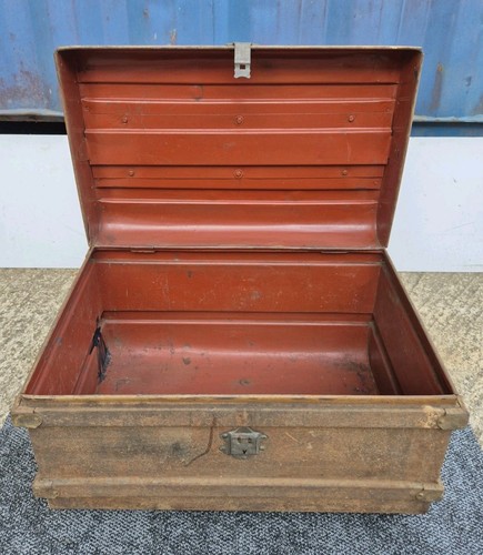 Antique metal steamer trunk - steamer,