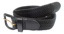 STREEZE Mens Elasticated Fabric Woven Braided Stretch Belt 30mm Leather Buckle