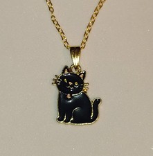 Enamel Black Cat Necklace