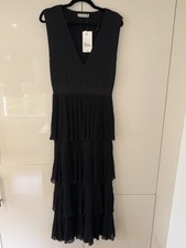 Zara Black Long Party Dress Ruffles Brand New With Tags RRP £69.99