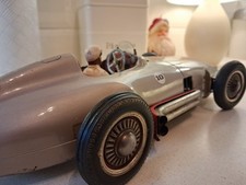 JFN 1950s West Germany Battery-Operated Tin Plate Mercedes-Benz Race Car