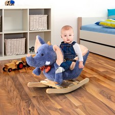 Children Kids Wooden Rocking Horse Rocker Elephant Ride On Toy Gift Seat Songs
