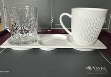 BRITISH AIRWAYS CLUB WORLD CHINA TRAY COFFEE MUG AND GLASS  INFLIGHT ITEMS