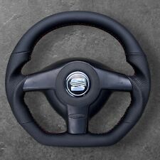 SEAT LEON MK1 FR CUSTOM MADE FLAT BOTTOM SPORT BLACK LEATHER STEERING WHEEL