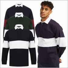 FRONT ROW Panelled Unisex Cotton Rugby Shirt Tag Free Men Women Heavyweight Top