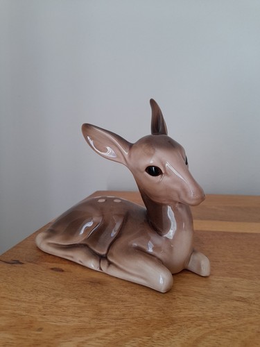 Vintage ceramic deer figurine - ceramic,