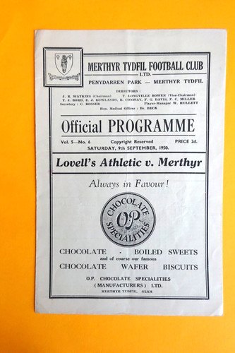 1950 merthyr tydfil v - ,