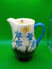 EMMA BRIDGEWATER POTTERY CAFE 7" TALL RARE  JUG MAY 2015 BLUE HANDLE BUTTERFLY