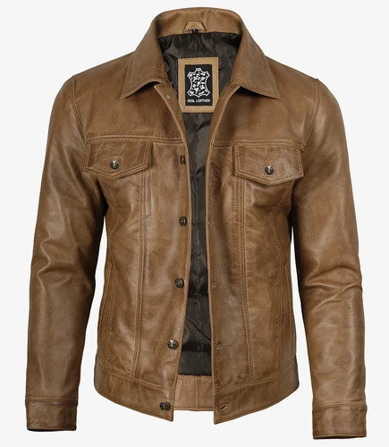 Men real leather trucker - real,