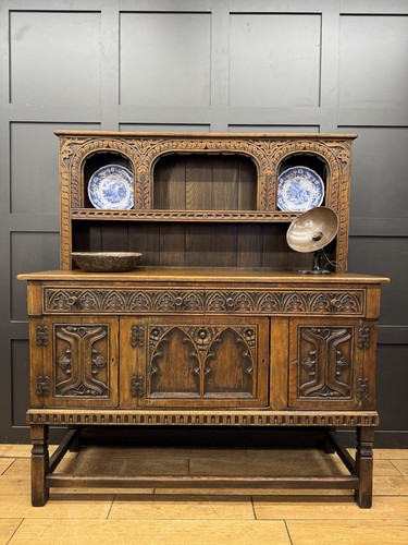 Vintage carved oak dresser - vintage,