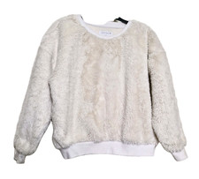 JEFF & CO FLUFFY FAUX FUR TEDDY BEAR JUMPER GIRLS 8-9 Yrs WHITE  PRE-LOVED