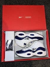 Reebok X Panini prizm Question Mid Allen Iverson Men’s Shoes White Blue Tiger