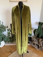 Very Rare Zara Green Velvet Silk Mix Duster Jacket Robe KIMONO Size S-M 20s BOHO