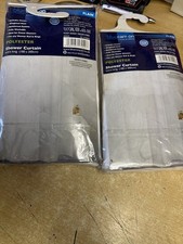 Blue Canyon Plain Extra Long 180x200cm Shower Curtains X 2