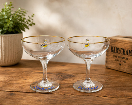 Babycham champagne glasses set - babycham,