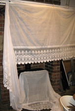 Large Wide White Lace Net Floral Hem Cafe Curtains Bay Window 711x125m ONE PANEL