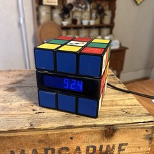 Vintage Rubiks Cube Alarm Clock Radio - Big Ben - Working - Retro!