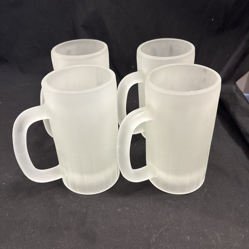 Frosted beer mugs - frosted, ribbed