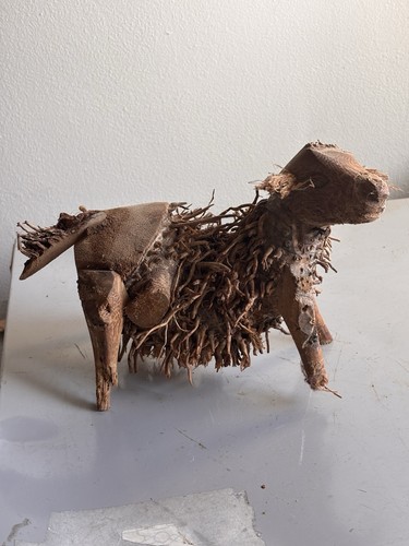 Hand carved wooden - wooden, cow
