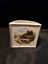 Vintage 1950s Szeiler Studio Pottery Spill Vase With Rural Scene. Exc Condition