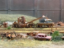 OO gauge wagon: Mobile Crane and wagon, heavily weathered. Ref L6