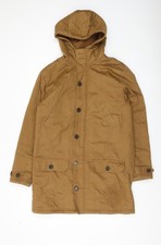 Cotton Traders Women Brown Small Hooded Parka Coat with Buttons