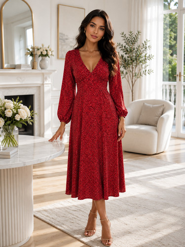 Dark red animal print midi - animal-print,