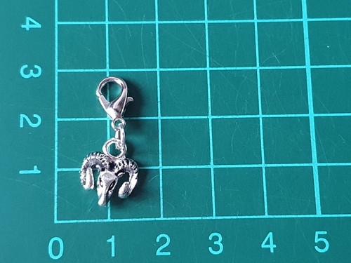 Rams head clip dangle charm - rams, on