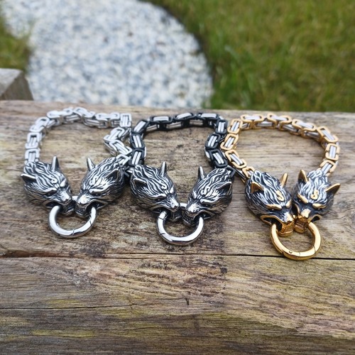 Mens wolf chain bracelet - bracelet,