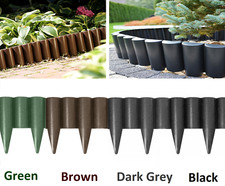 2.5m Long Garden Lawn Palisade Edging Border Wall Flowerbed, Wood Texture