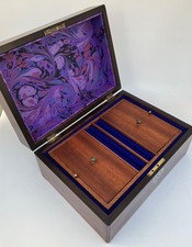 Antique 19th century Victorian rosewood jewellery box , inlaid mother of pearl.