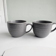 2 X Next Grey Ribbed Bronx Large Coffee Tea Mugs