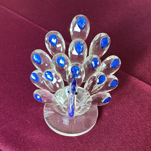 Clear glass peacock figurine - clear,