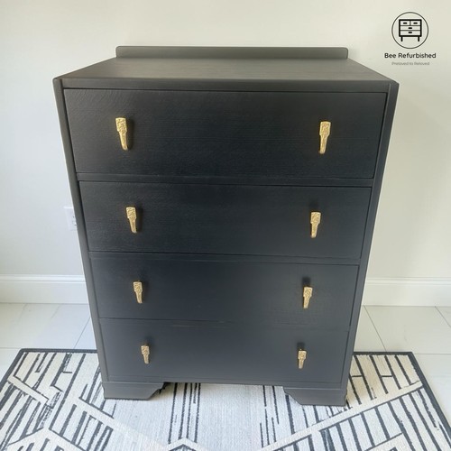 Art deco black chest - black,