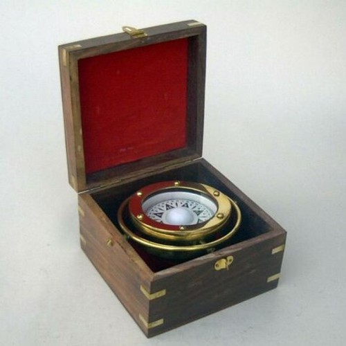 Brass gimbal compass - compass, boxed