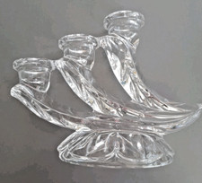 Vintage Lead Crystal Glass 3 Arm Table Candelabra, Fostoria Of West Germany